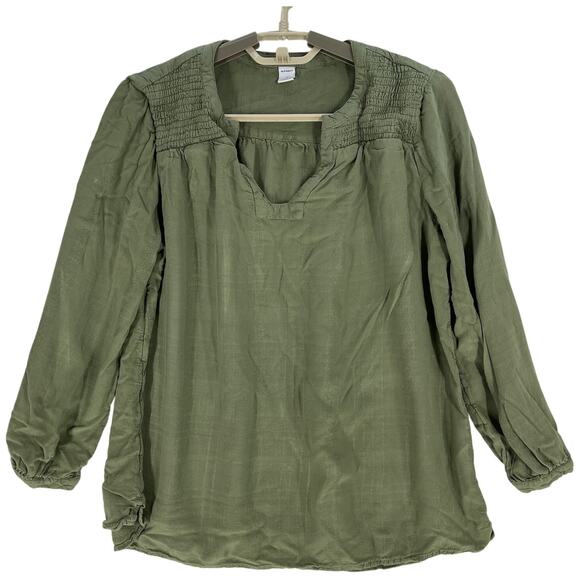 Old Navy Blouse Womens Size S Green Bohemian Boho Hippie Prairie Tunic Top - Picture 2 of 7